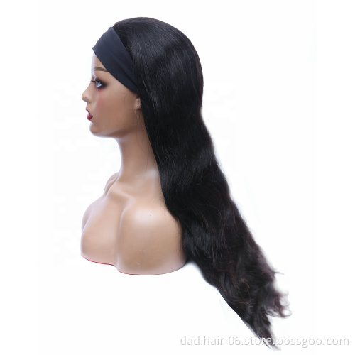 Longer Popular Wholesale 100% Virgin Human Hair Machine Made Body wave Headband Human Hair Wigs For Black Women